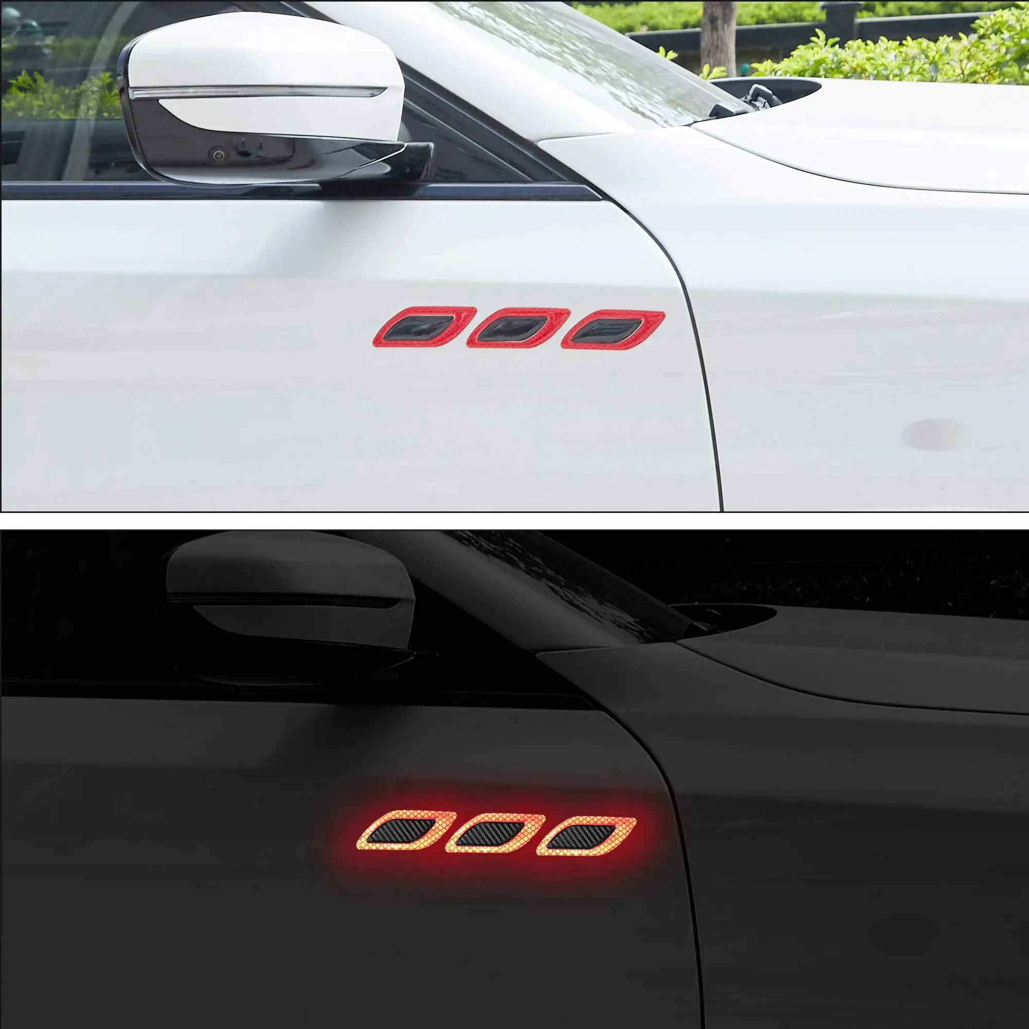 3D 자동차 스타일링 반사 스트립 탄소 섬유 반사판 스티커 트럭 자동 안전 경고 테이프 자동차 외관 액세서리 6pcs