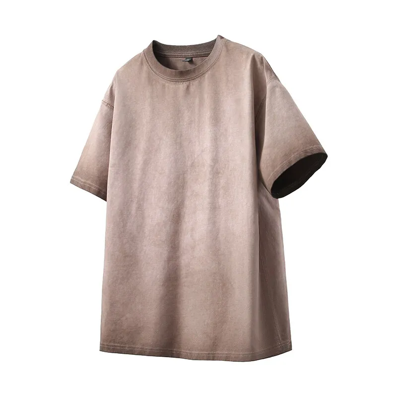 디스트레스드 워시 티셔츠 빈티지 스트리트 2025 펑크 티셔츠 캐주얼 남성 여성 반팔 힙합 루즈 티셔츠