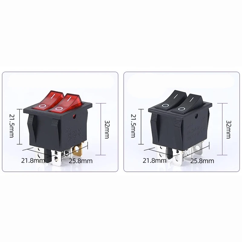 1PCS KCD8 6PIN 16A 250V 20A 125V 이중 조명 스위치 로커 스위치 방수 ON-OFF KCD6 보트 전원 스위치