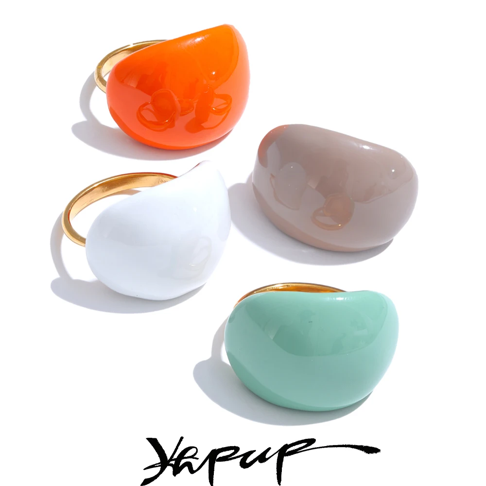 Yhpup 스테인레스 스틸 패션 즐거운 캔디 멀티 컬러 카키 오렌지 블루 화이트 에나멜 반지 방수 조절 매력 쥬얼리 title=Yhpup 스테인레스 스틸 패션 즐거운 캔디 멀티 컬러 카키 오렌지 블루 화이트 에나멜 반지 방수 조절 매력 쥬얼리 