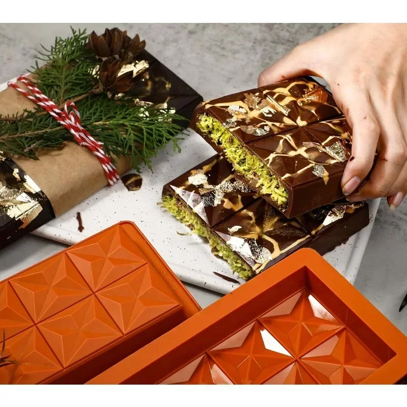 두바이 초콜릿 몰드 바 피스타치오 초콜릿 바 필링 바용 실리콘 두꺼운 몰드, 필링용 대형 캔디 바 몰드
