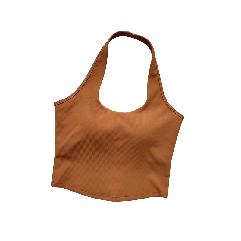 원피스 컵 2023 여름 새로운 스포츠 브래지어 여성의 충격 방지 러닝 수집 브래지어 교수형 목 뒤로 피트니스 탱크 탑