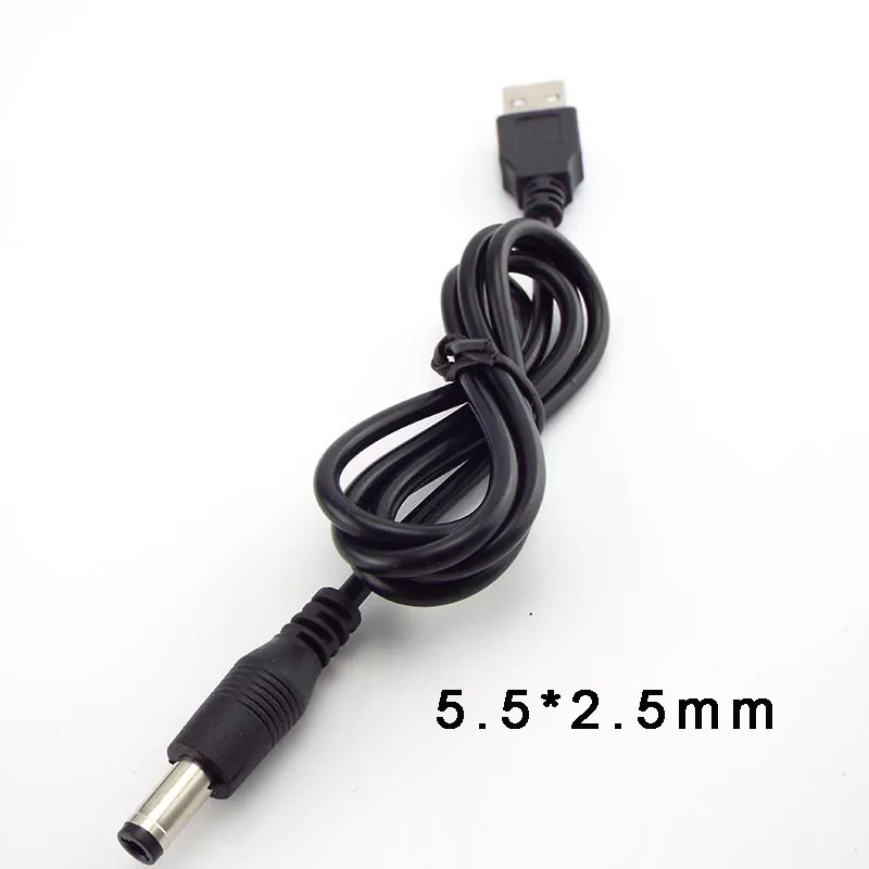 0.8m USB 2.0 유형 A 남성-DC 플러그 전원 커넥터 소형 전자 장치용 Usb 연장 케이블 5.5*2.1mm 5.5*2.5mm 잭