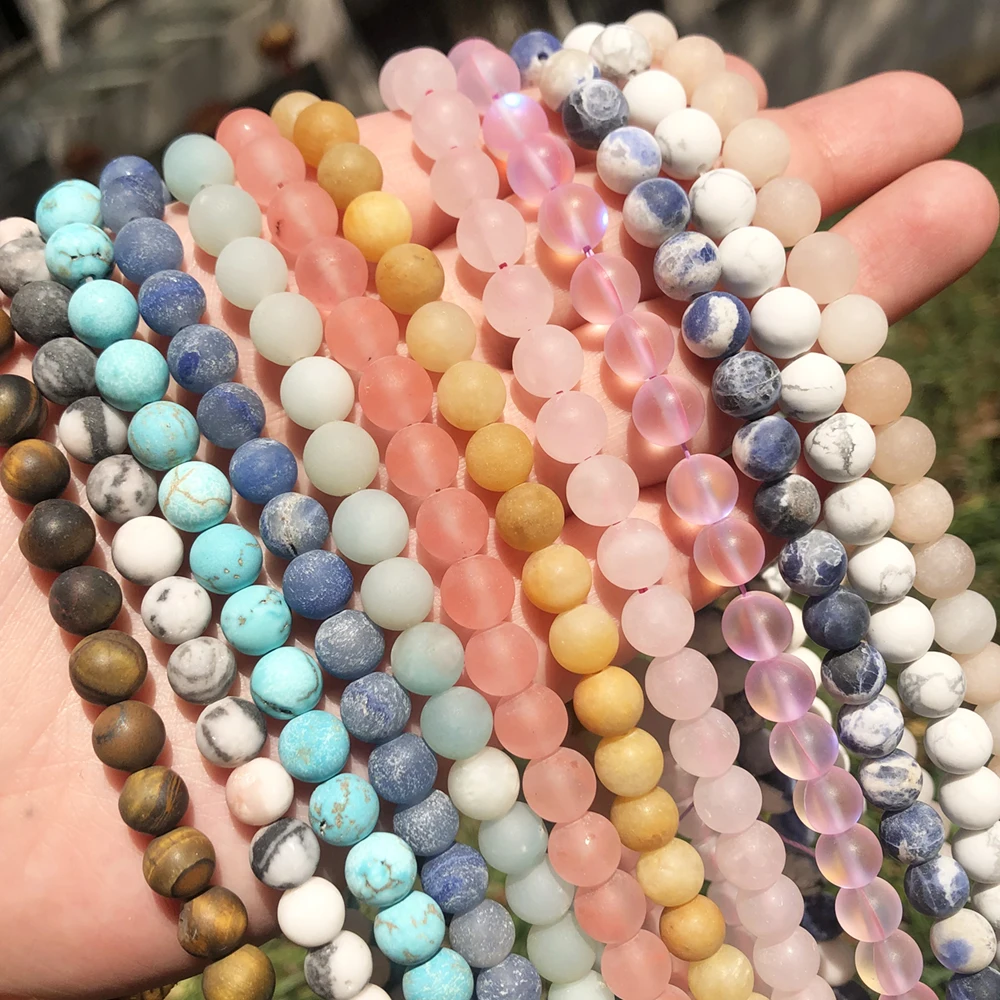 천연 석재 매트 Amazonite 라운드 비즈 보석 만들기 Perles 보석 루즈 비즈 Diy 팔찌 목걸이 15 
