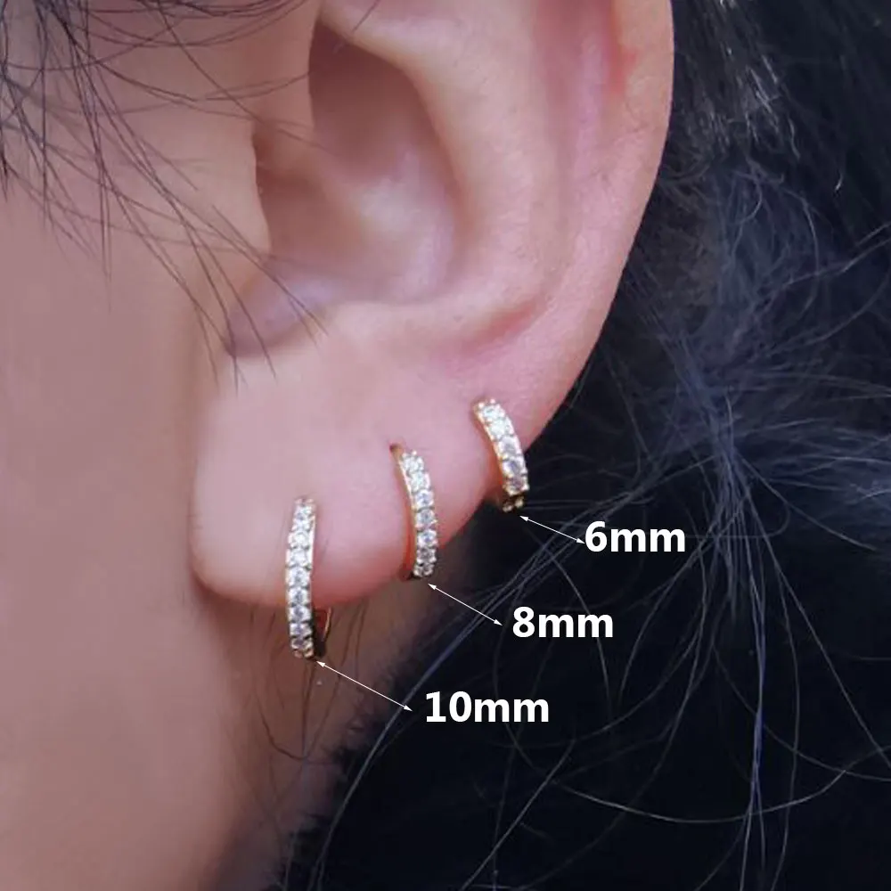 1 Pcs 여성을위한 패션 절묘한 크리스탈 지르콘 후프 귀걸이 레인보우 연골 헬릭스 Tragus 귀걸이 스터드 바디 피어 싱 쥬얼리
