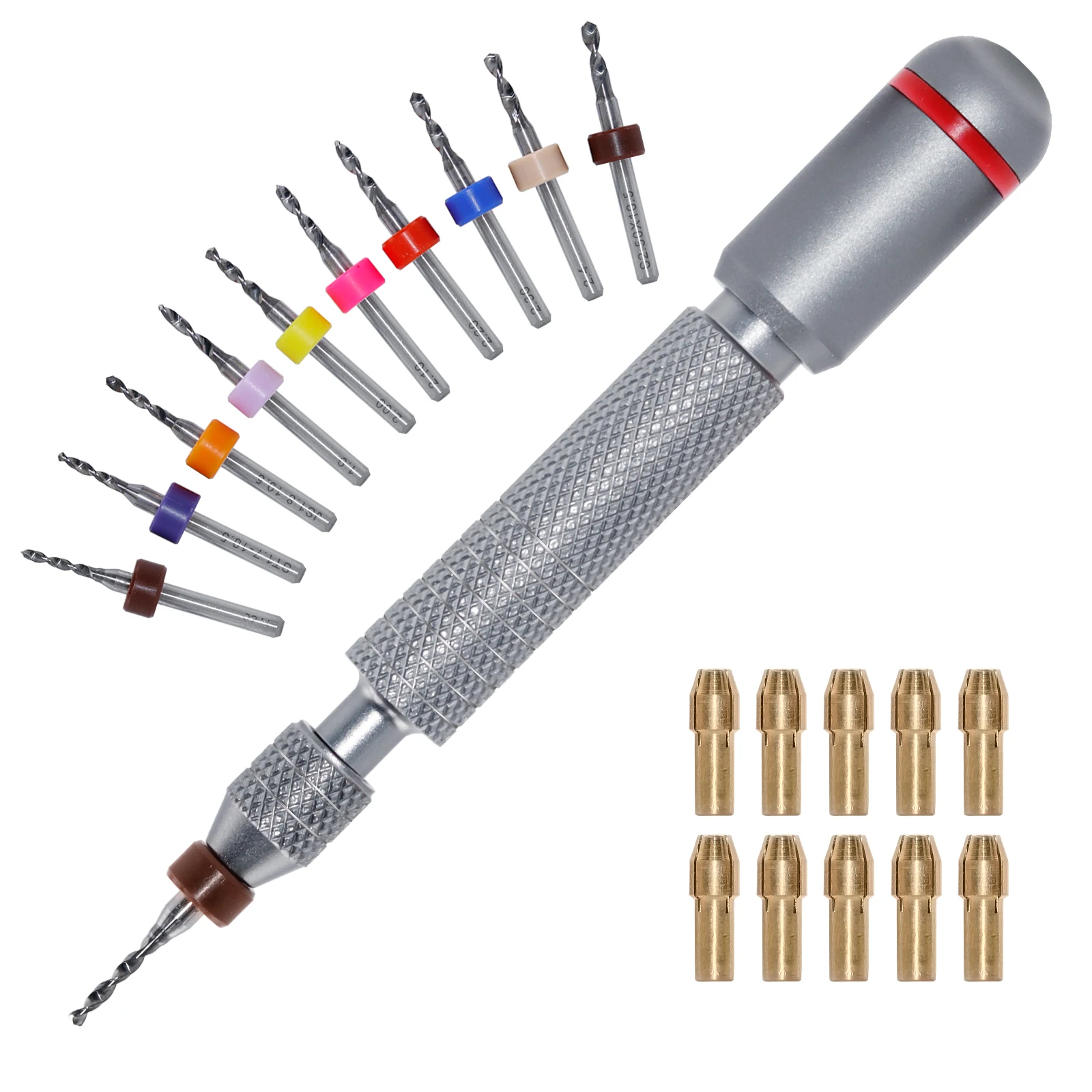 11 또는 21피스 니들 바이스 세트 감압 핸드 트위스트 드릴 이중 베어링 다양한 크기의 회전식 교환 가능 비트 title=11 또는 21피스 니들 바이스 세트 감압 핸드 트위스트 드릴 이중 베어링 다양한 크기의 회전식 교환 가능 비트 