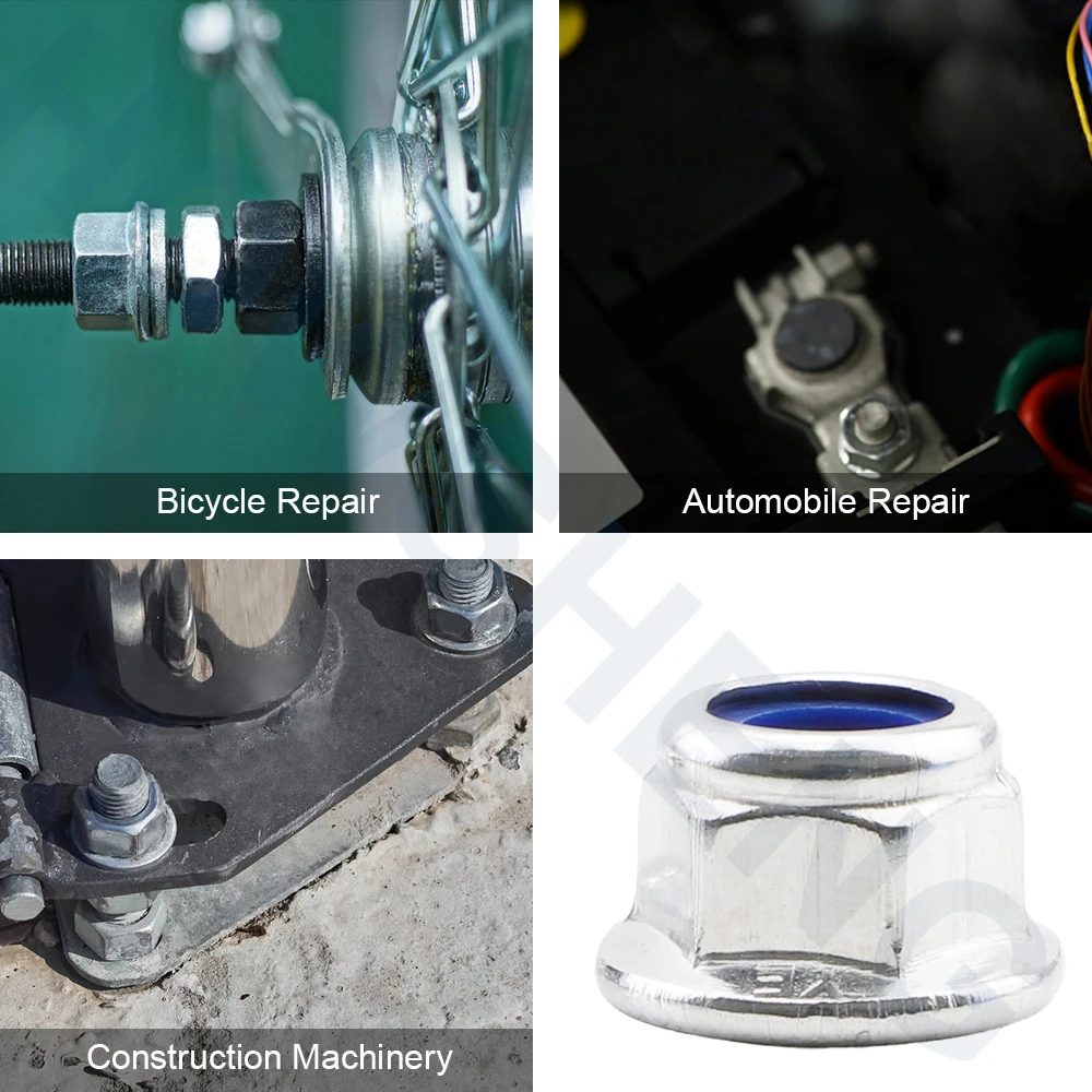 HOWSHENG 2-40pcs 육각 플랜지 나일론 인서트 잠금 너트 M4 M5 M6 M8 M10 M12 스테인레스 스틸 육각형 플랜지 잠금 너트