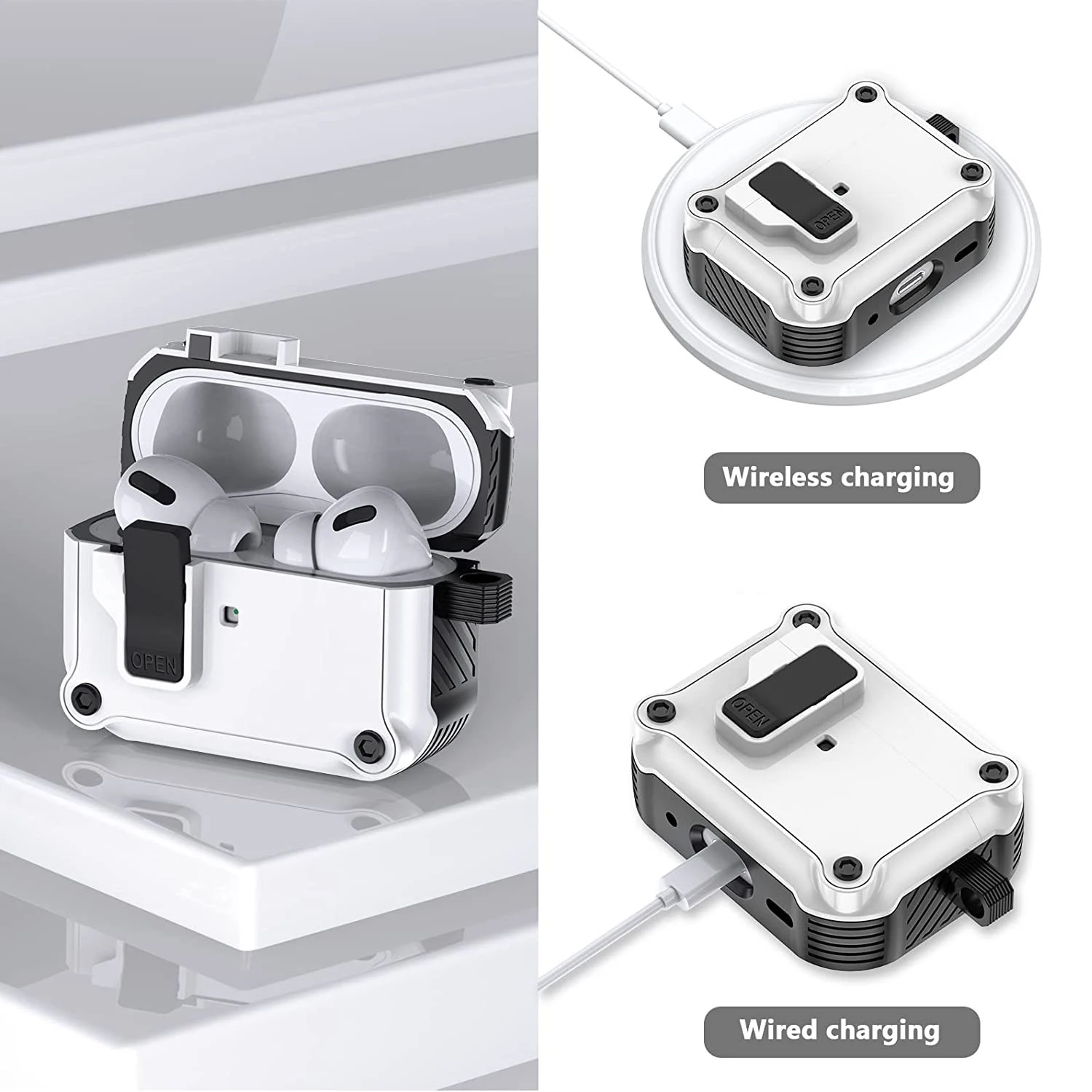 AirPods Pro 2 3 케이스용 보안 잠금 커버 AirPods Pro2 Pro 2세대 2023 케이스 Airpods 4 4th 3 Fundas용 충격 방지 커버