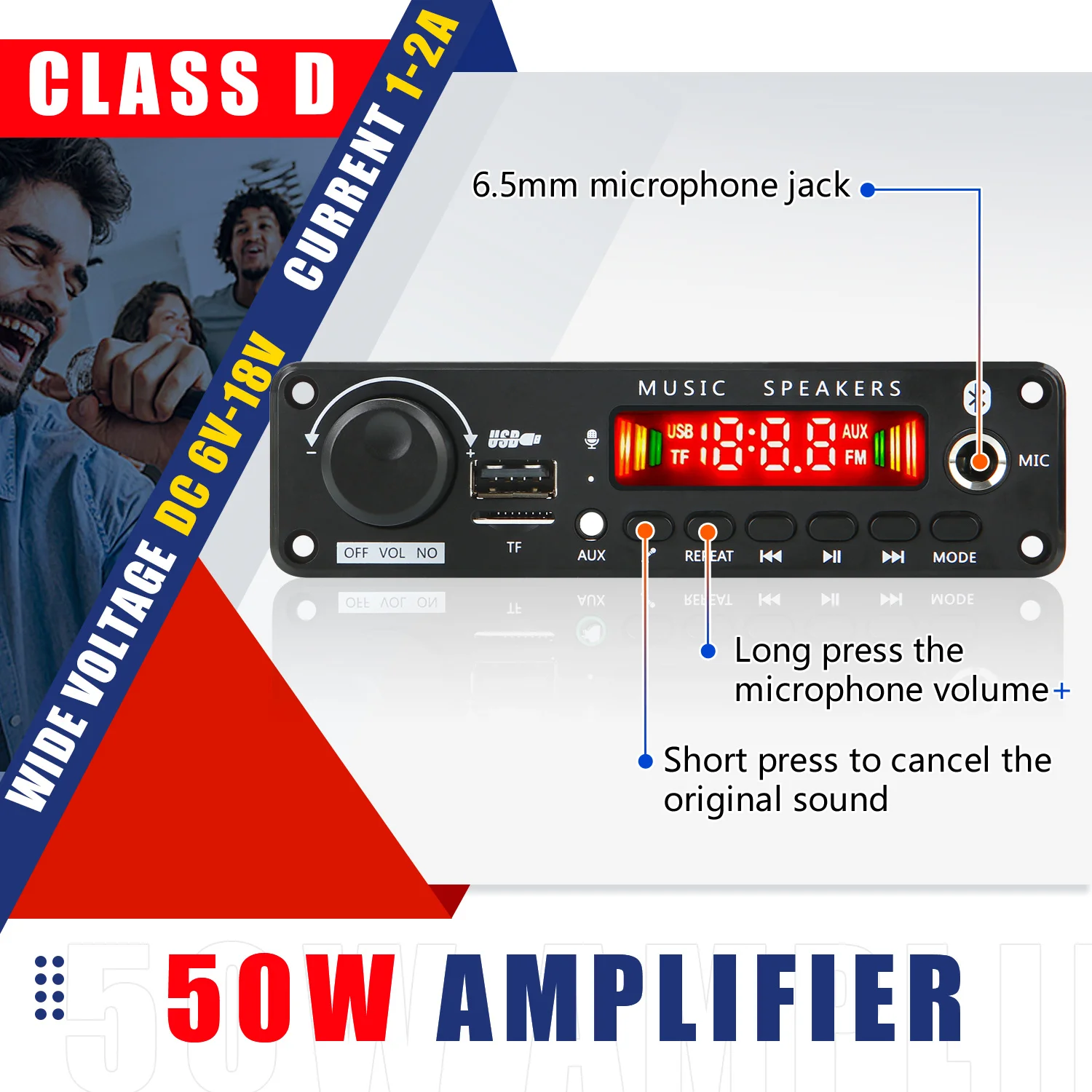 DC 12V 50W 증폭기 블루투스 5.0 MP3 플레이어 디코더 보드 FM 라디오 TF USB 3.5mm AUX 모듈 블루투스 수신기 차량용 키트 오디오