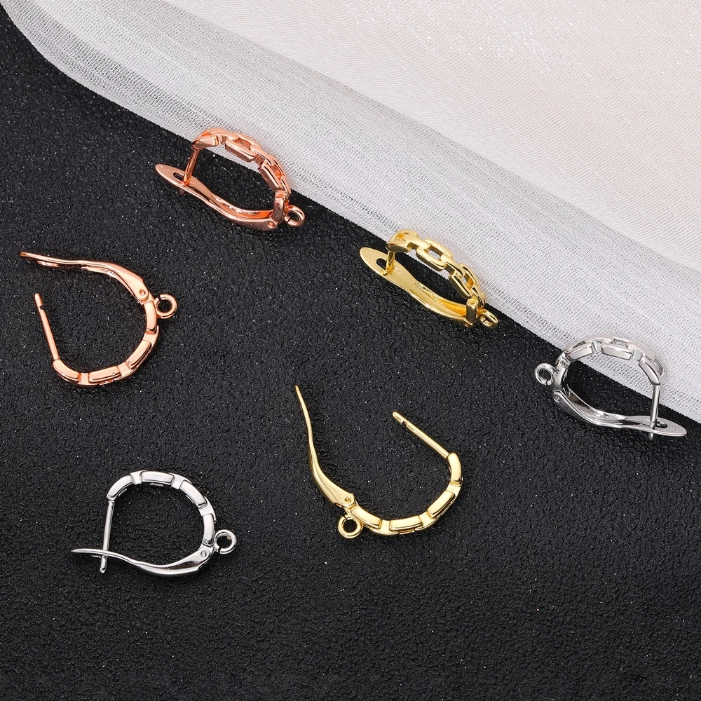 Juya 2 4 개/몫 DIY 블랙 비 페이딩 항 알레르기 소재 Schwenzy 패스너 귀 와이어 후크 여성용 귀걸이 만들기 용품