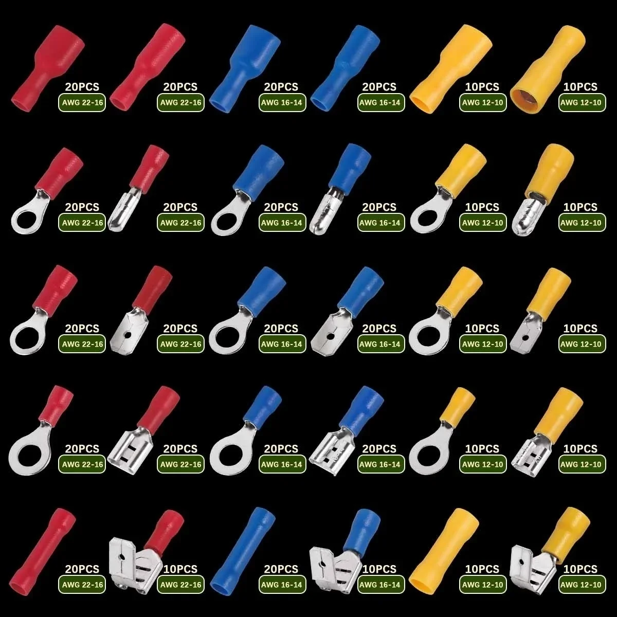 절연 케이블 커넥터 와이어 크림프 뒤집개 버트 링 포크 키트, 링 러그 롤 터미널 키트, 102, 280, 300, 480 개