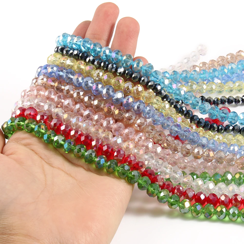 팔찌에 대 한 유리 구슬 3/4/6/8mm면 처리 된 여러 가지 빛깔의 오스트리아 크리스탈 라운드 루즈 비즈 보석 만들기 Diy 팔찌 스트랜드