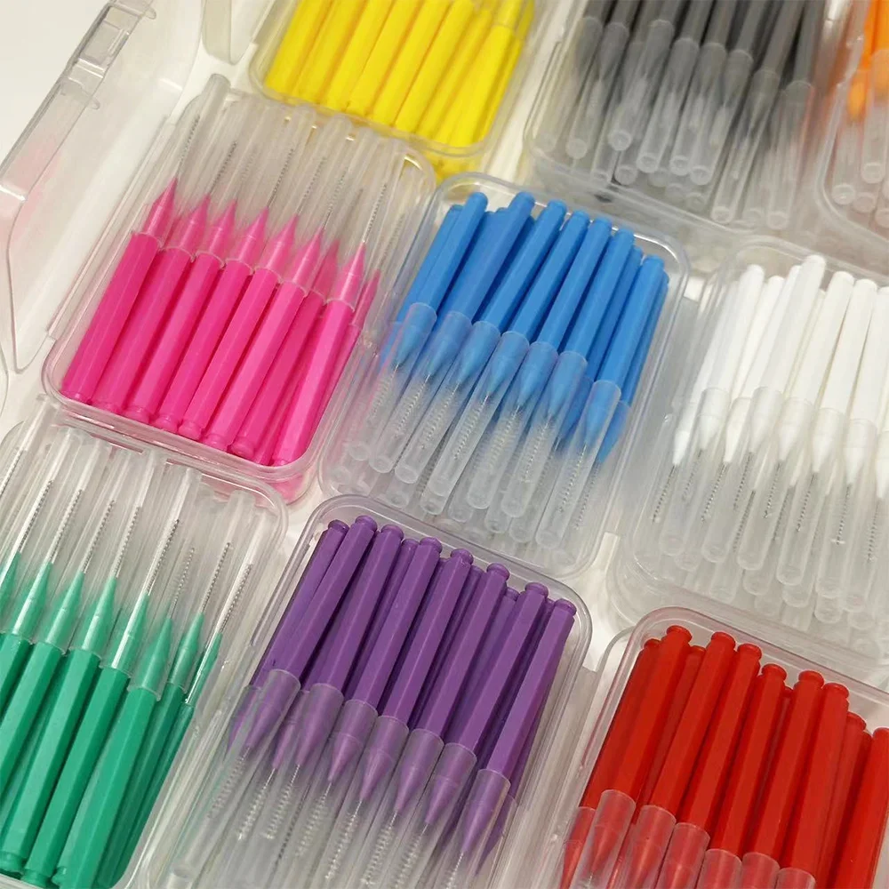 30/80/150/160Pcs I 형 푸시 풀 치간 칫솔 0.6-1.5Mm 치아 사이 청소 구강 관리 치열 교정 I 모양 치실