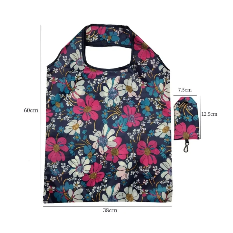 패션 인쇄 접이식 친환경 쇼핑백 토트 접이식 파우치 핸드백 여행용 식료품 가방에 편리한 대용량