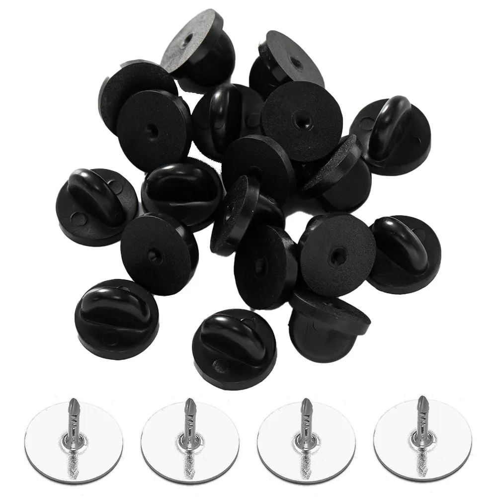 50pcs 블랙 PVC 고무 핀 백업 나비 클러치 타이 압정 옷깃 홀더 걸쇠 핀 캡 키퍼 유니폼 배지 교체 title=50pcs 블랙 PVC 고무 핀 백업 나비 클러치 타이 압정 옷깃 홀더 걸쇠 핀 캡 키퍼 유니폼 배지 교체 