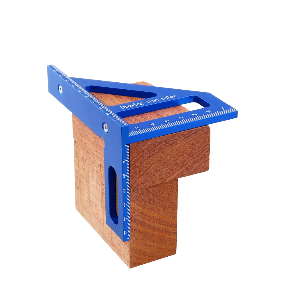 정밀 알루미늄 합금 마이터 삼각형 눈금자 45 ° /90 ° 목공 사각 각도기 3D 다기능 측정 도구