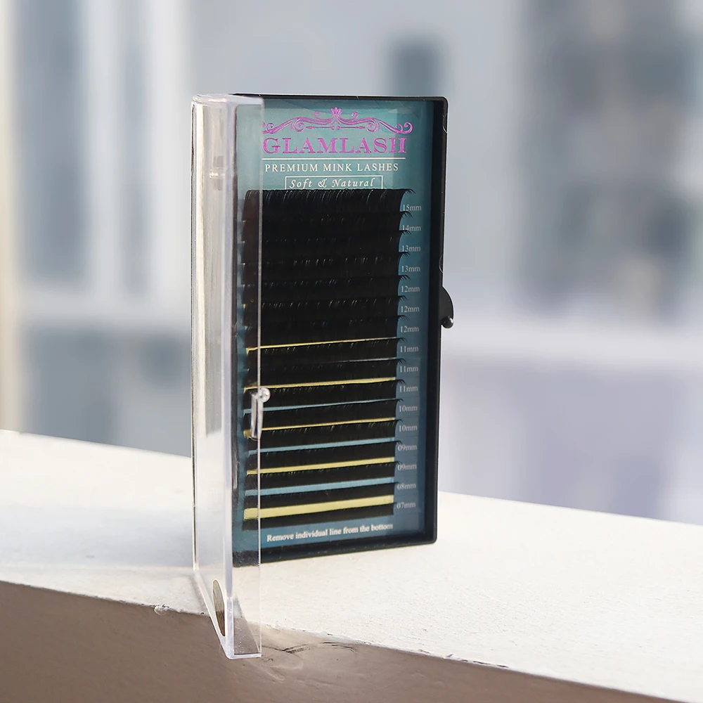 GLAMLASH 믹스 7~15/15-20/20-25mm 수제 한국어 Pbt J/B/C/D/L/LU(M) 컬 속눈썹 연장 천연 소프트 인조 밍크 래쉬