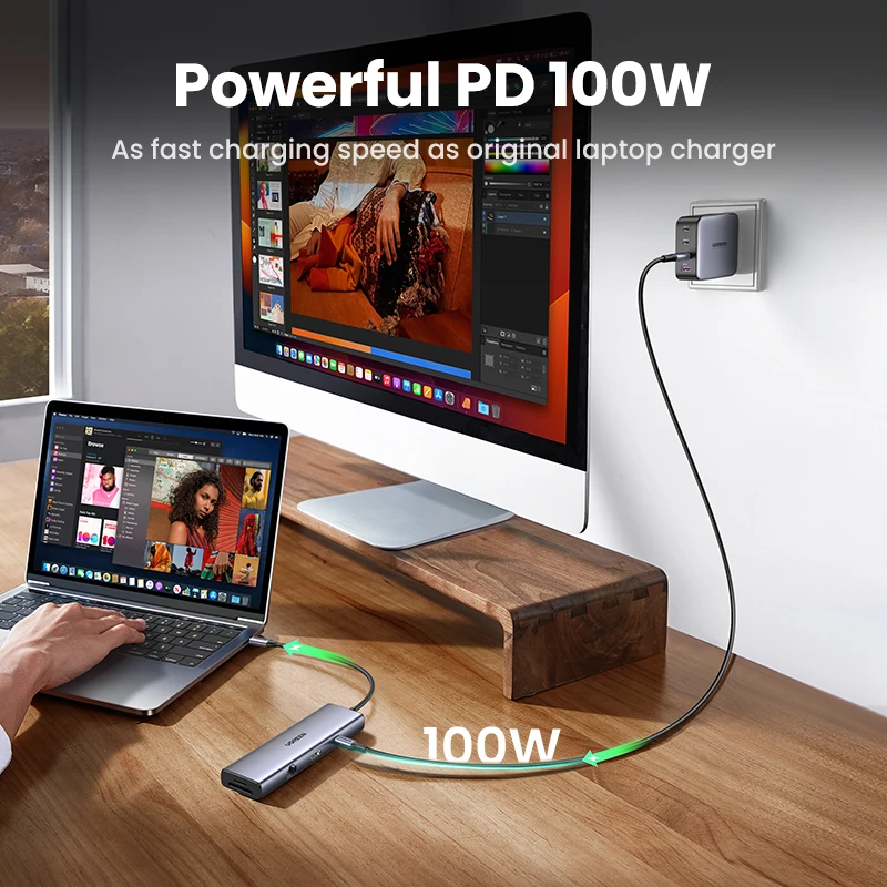 UGREEN USB C 허브 HDMI 어댑터, USB C에서 USB3.0, PD100W, SD 및 TF, 맥북 프로 에어 노트북용, C타입 3.1 스플리터 도킹 스테이션, 4K60Hz