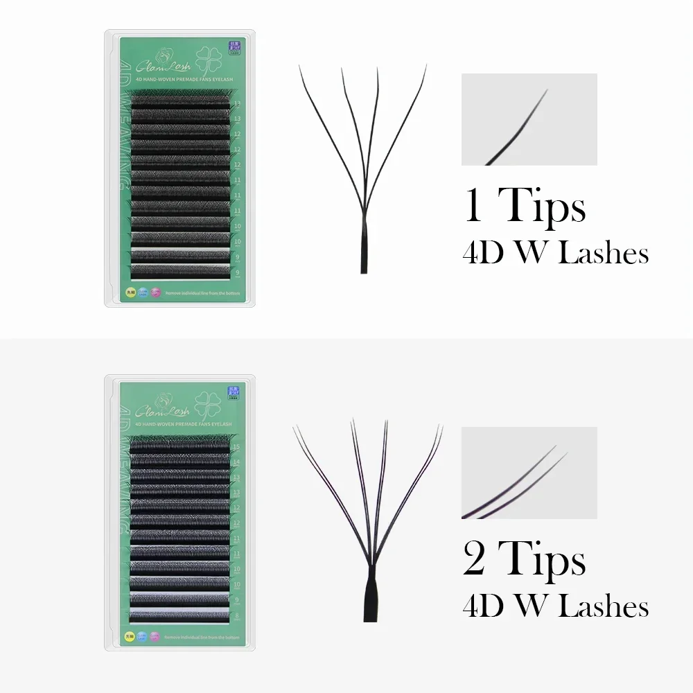 GLAMLASH 4D5D W 모양의 속눈썹 연장 미리 만들어진 볼륨 팬 W 스타일 속눈썹 가짜 밍크 소프트 이지 패닝 자연 속눈썹