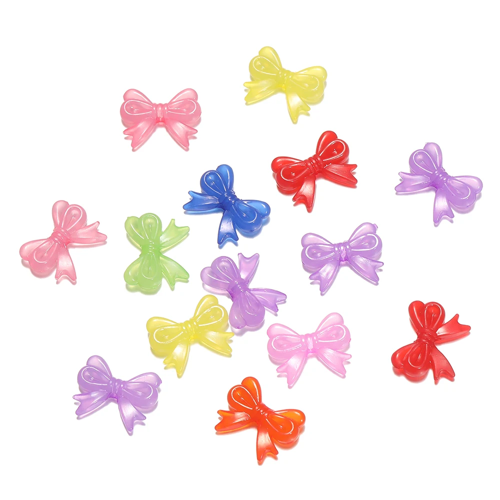 30 개/몫 14x18mm Bowknot 투명 활 스페이서 비즈 귀걸이 목걸이에 대한 매력 펜던트 만들기 보석 액세서리 만들기