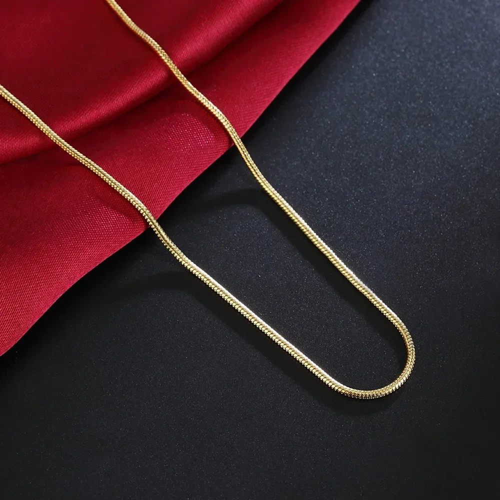 ALIZERO 18K 골드 2mm 스네이크 체인 목걸이 16/18/20/22/24/26/28/30 인치 여성 남성 패션 파인 쥬얼리 선물