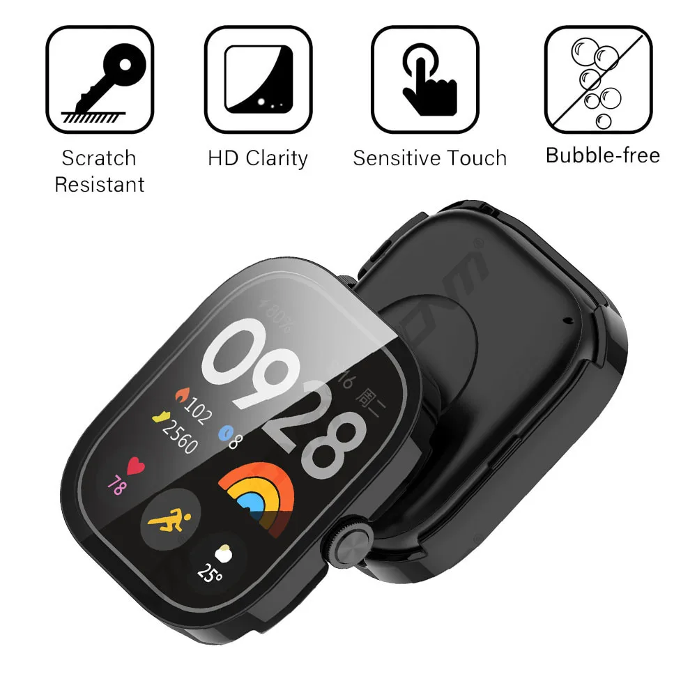 Xiaomi Redmi Watch 5 용 유리 + 케이스 Redmi Watch5 액세서리 용 강화 유리 화면 보호기 및 하드 PC 보호 범퍼