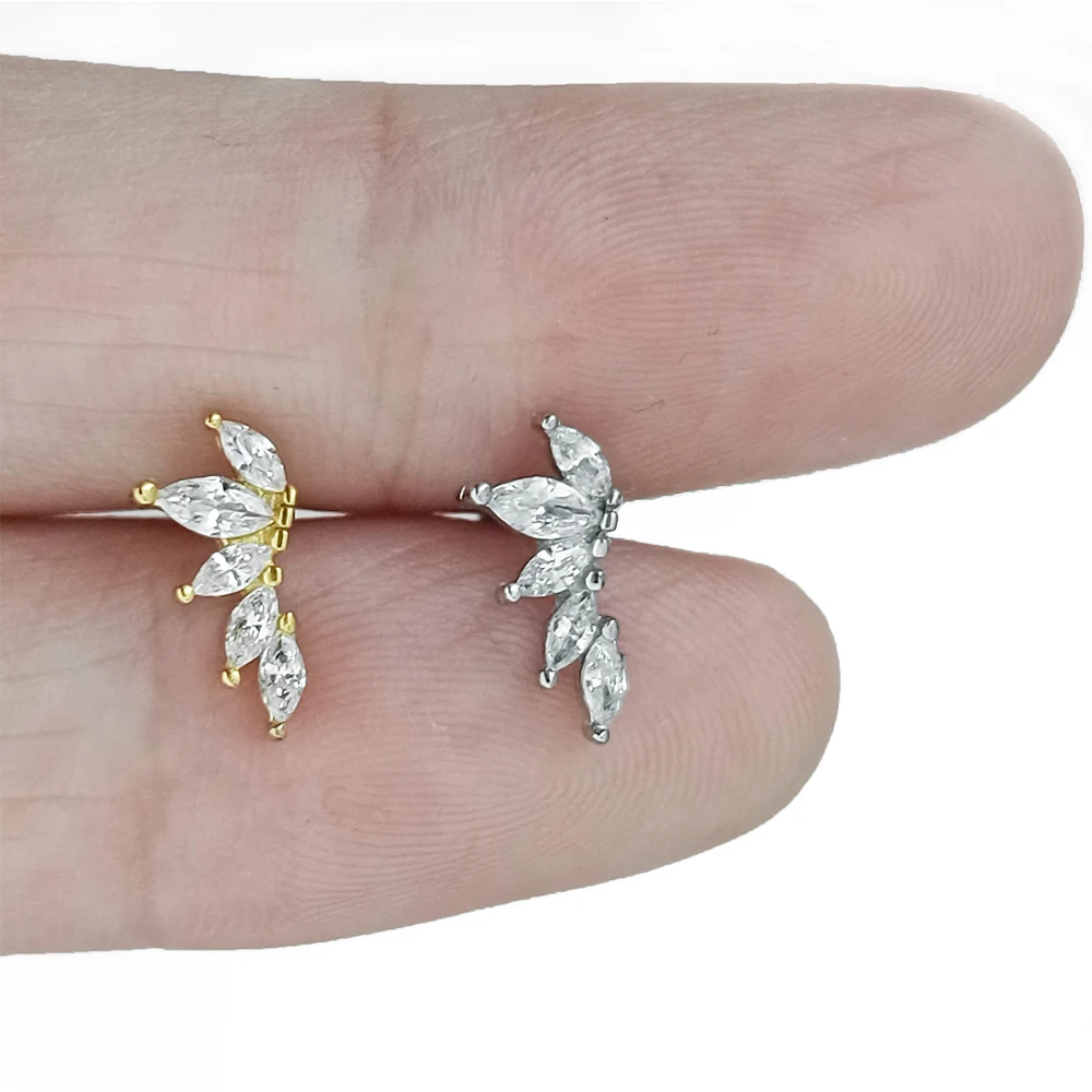 ASTM F136 G23 티타늄 잎 지점 푸시 스레드리스 Labret 피어싱 16/18/20G 귀걸이 스터드 연골 도매 바디 쥬얼리