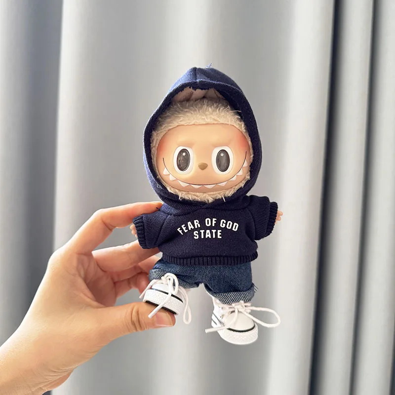 라부부 I II 아이돌 인형, 귀여운 미니 봉제 인형, 한국 케이팝 엑소 아이돌 인형, DIY 액세서리 선물, 공포 후디 세트, 17cm