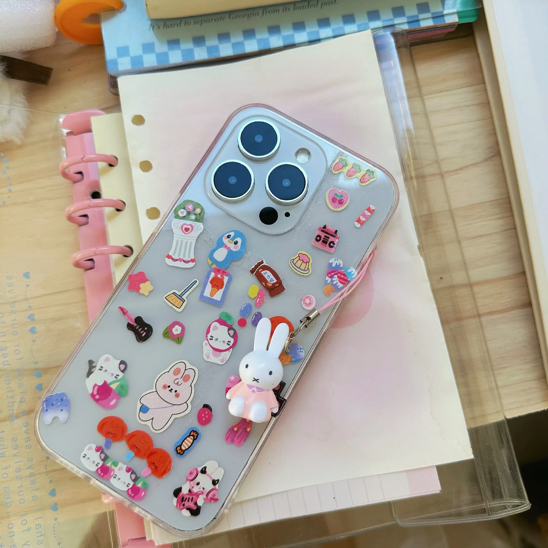 Kawaii Miffy 열쇠 고리 만화 귀여운 배낭 펜던트 장식품 휴대 전화 체인 크리스마스 선물