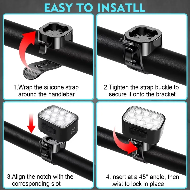 BUCKLOS 자전거 후면 조명 전면 조명 1100mAh LED COB 방수 자전거 램프 USB 충전식 Mtb 도로 자전거 미등 자전거 부품