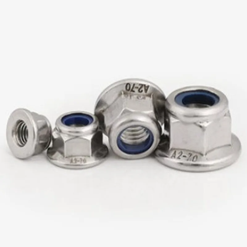 2-50pcs M3 M4 M5 M6 M8 M10 M12 검정색 플랜지가있는 스테인레스 스틸 나일론 잠금 너트 삽입 잠금 너트 자동 잠금 Nylock 너트