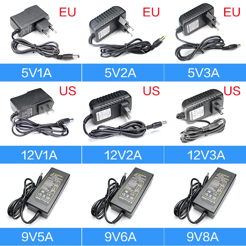 12V DC 전원 공급 장치 12V 5V 6V 8V 9V 10V 13V 14V 15V 24V 1A 2A 3A 5A 6A 8A 변압기 AC 220V ~ 12V AC 전원 어댑터 LED 드라이버