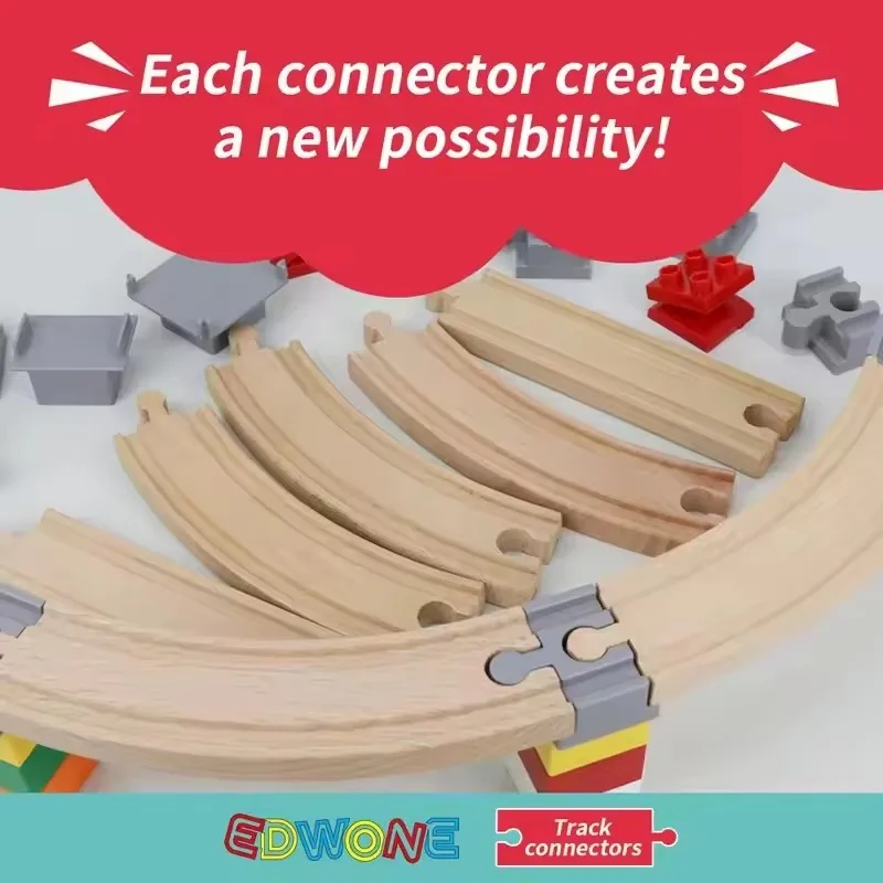 5/10pcs 범용 나무 트랙 커넥터 액세서리 빅 사이즈 블록 회전식 연결 어댑터 브랜드 기차 트랙에 적합