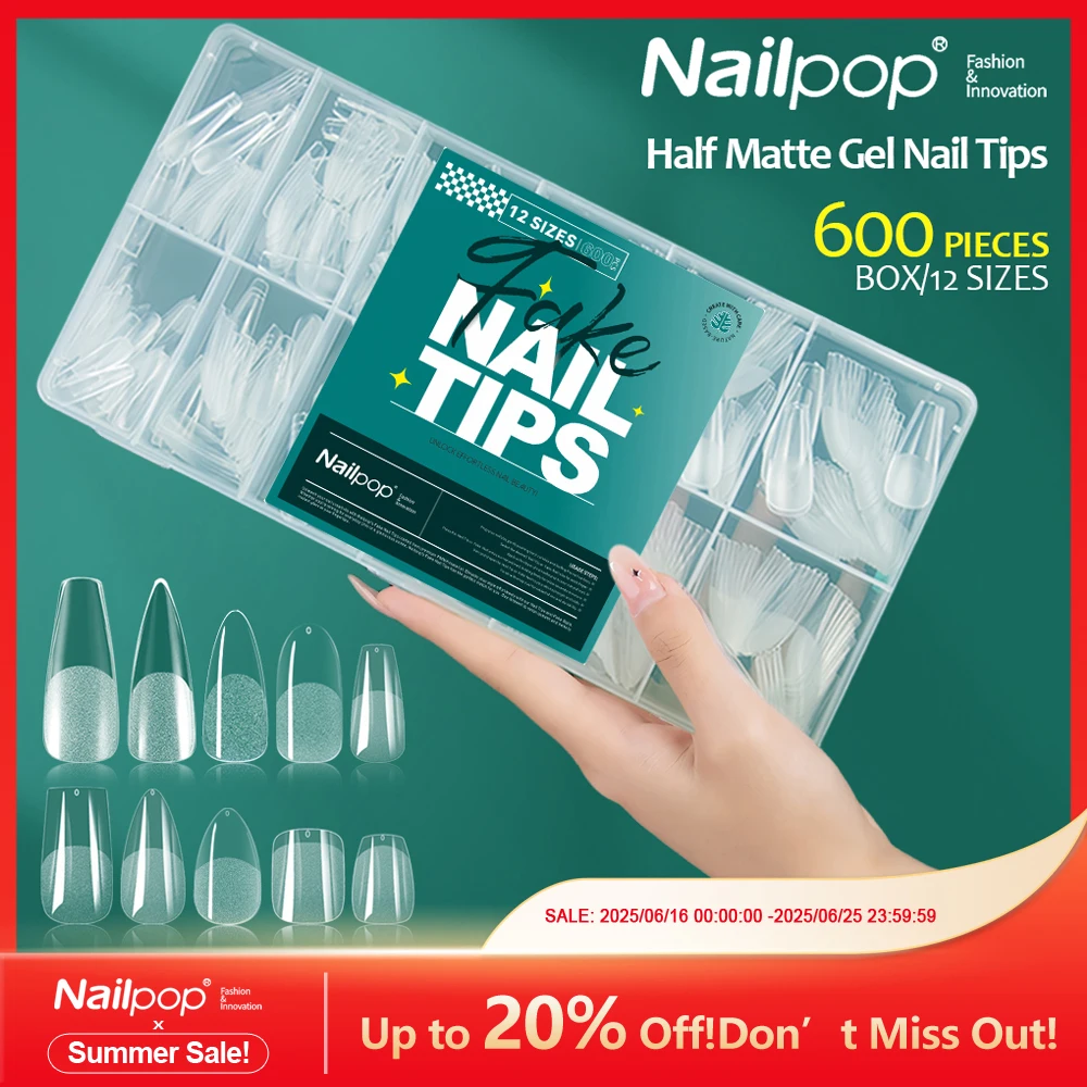 NAILPOP 소프트 젤 네일 팁 600PCS 프리 버프 풀 커버 관 아몬드 타원형 네일 익스텐슨 팁 하프 매트 젤 X 가짜 손톱 title=NAILPOP 소프트 젤 네일 팁 600PCS 프리 버프 풀 커버 관 아몬드 타원형 네일 익스텐슨 팁 하프 매트 젤 X 가짜 손톱 