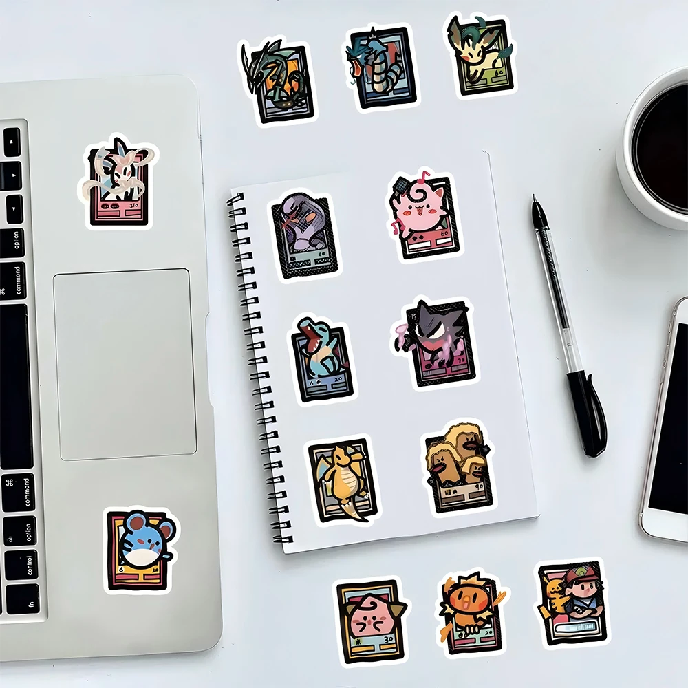 10/30/50/103pcs 픽셀 스타일 애니메이션 포켓몬 스티커 피카추 만화 데칼 DIY 가방 편지지 어린이를위한 방수 스티커