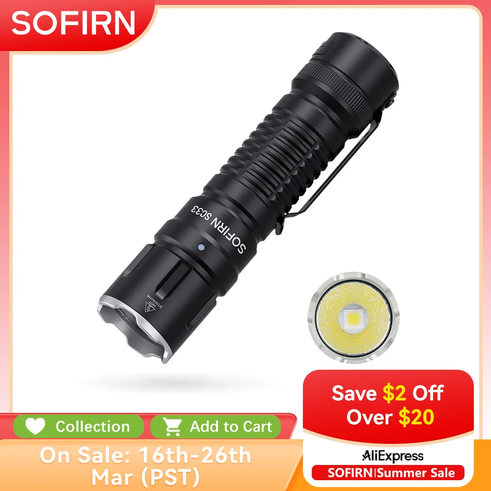 Sofirn SC33 LED 전술 손전등 XHP70.3 HI 5200lm 강력한 21700 유형 C 충전식 토치 E 스위치 야외 조명 title=Sofirn SC33 LED 전술 손전등 XHP70.3 HI 5200lm 강력한 21700 유형 C 충전식 토치 E 스위치 야외 조명