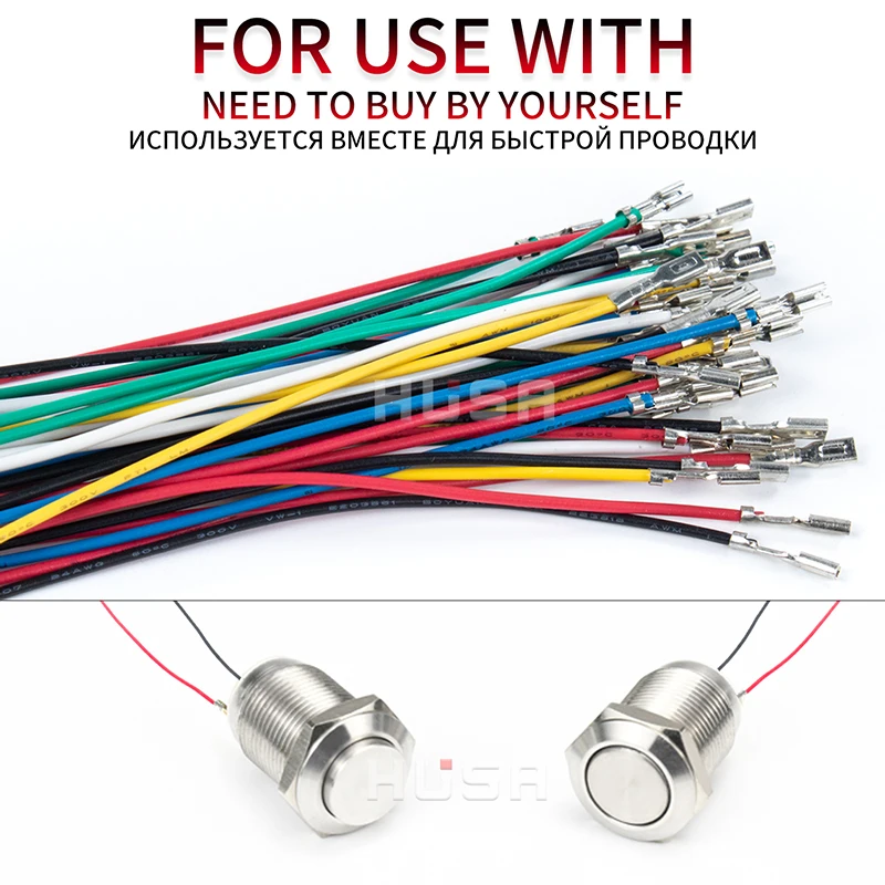 1NO 하이 헤드 방수 금속 푸시 버튼 스위치 LED 라이트 자동 잠금/리셋 3/6/12/24/220V 8/10/12/16mm 산화 검정색