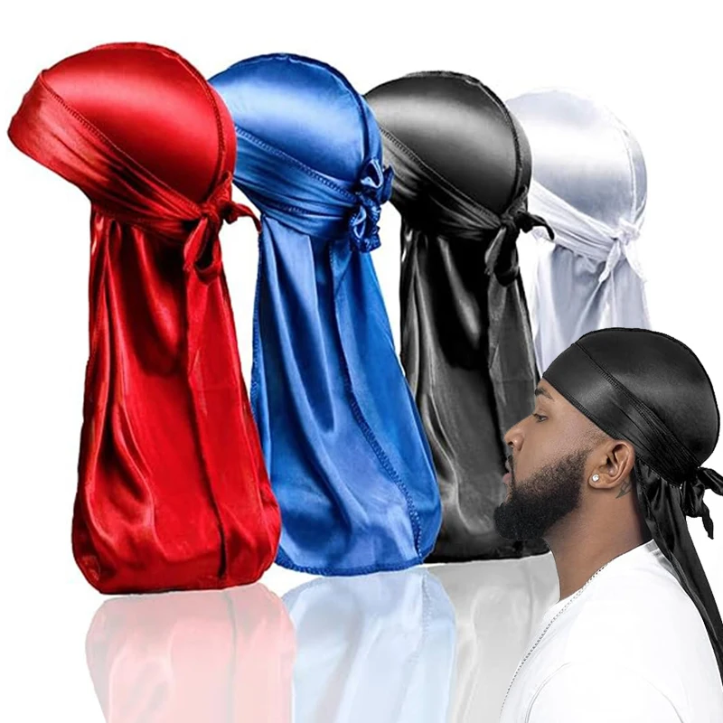 1-4Pcs 새로운 실크 Durag Bandana Turban 모자 남자 통기성 긴 꼬리 Doo Rag 남성용 Durags 해적 모자 머리띠 title=1-4Pcs 새로운 실크 Durag Bandana Turban 모자 남자 통기성 긴 꼬리 Doo Rag 남성용 Durags 해적 모자 머리띠 