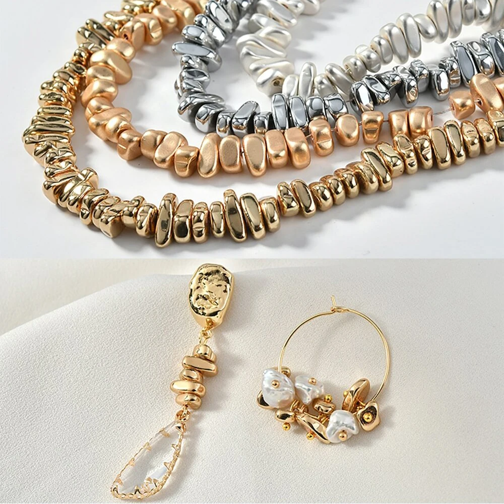 14K 골드 도금 천연 적철광 불규칙한 모양 느슨한 스페이서 비즈 쥬얼리 만들기 DIY 화려한 팔찌 목걸이 귀걸이