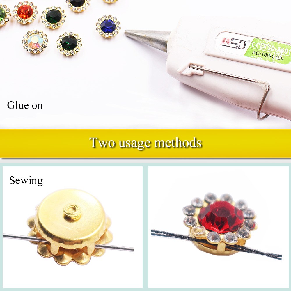 8mm-12mm 해바라기 바느질 클로 라인 석 크리스탈 유리 구슬 단추 돌 의류 바느질 액세서리에 대한 라인 석에 바느질