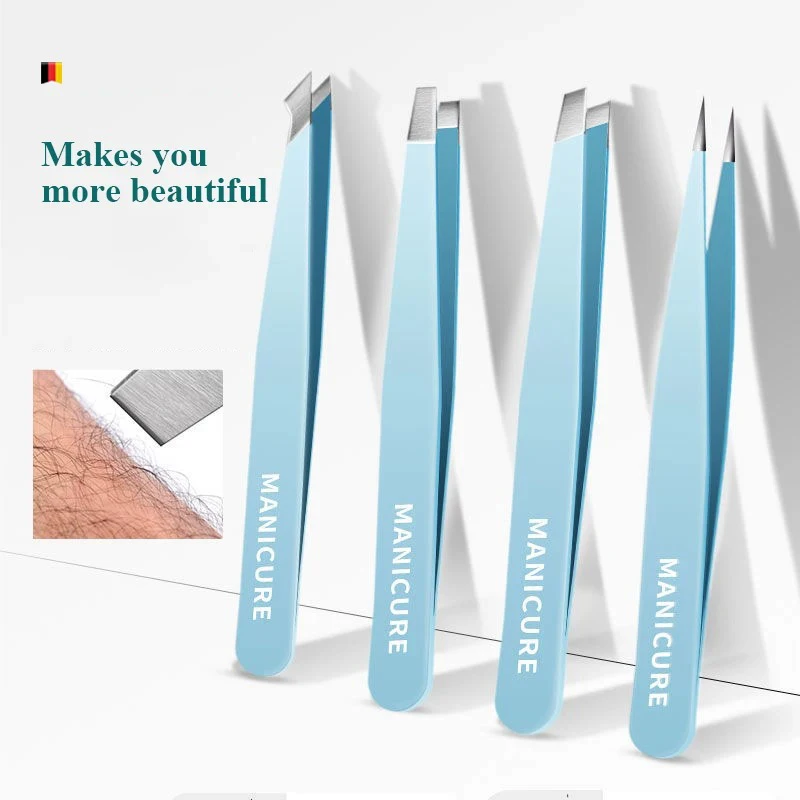 4Pcs 고품질 눈썹 족집게 다채로운 머리 아름다움 좋은 머리카락 풀러 스테인레스 스틸 기울어 진 눈썹 클립 제거 메이크업 도구
