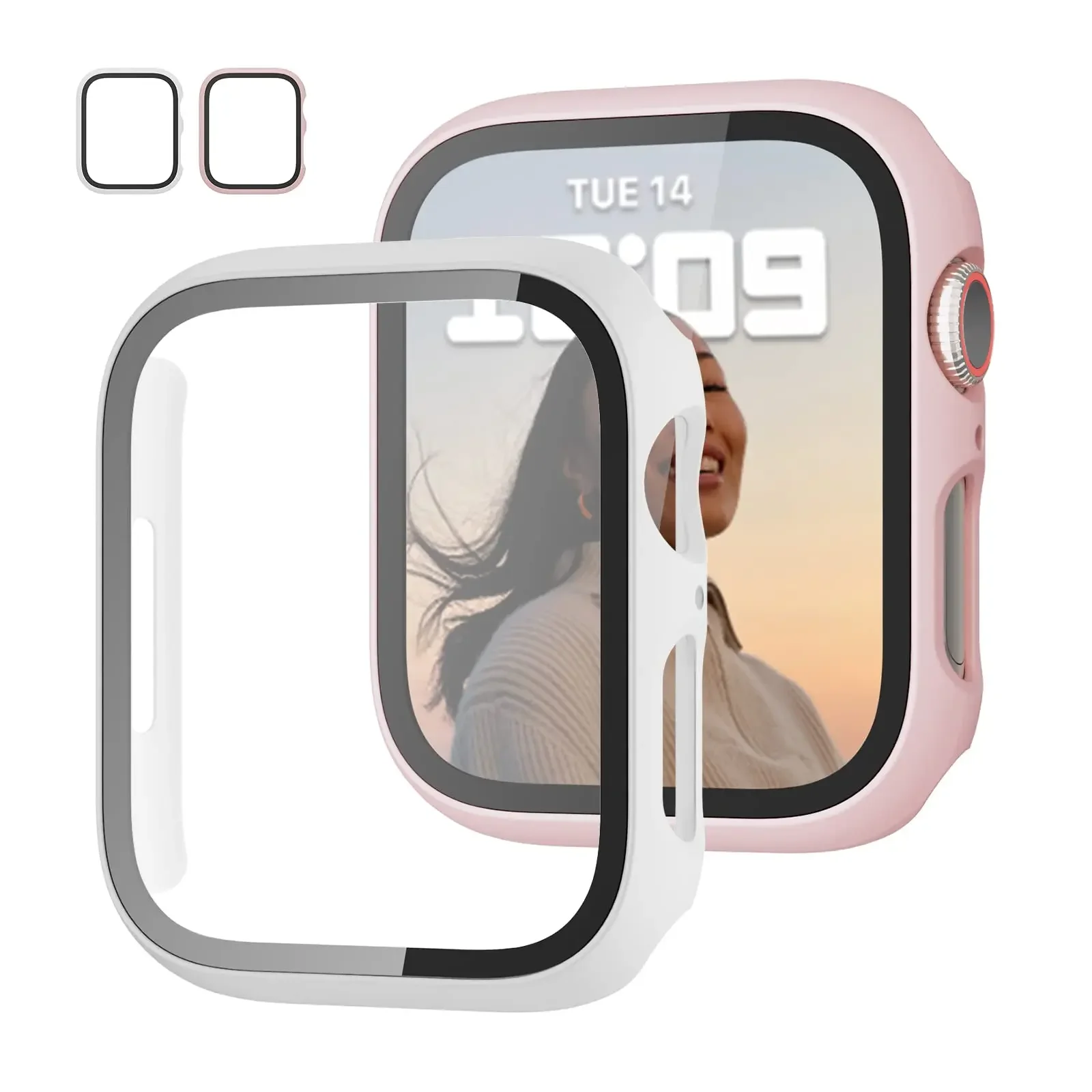 강화 유리 + 케이스 Apple Watch Series 8 7 44mm 45mm 41mm 40mm 42 iwatch 6 SE 5 4 3 화면 보호기 Apple watch 액세서리