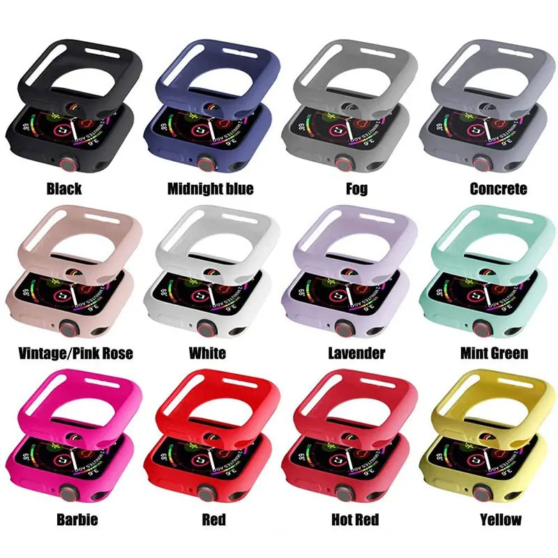 애플워치 시리즈용 소프트 실리콘 케이스, 스마트워치 보호 쉘 커버, 아이워치 9, 45mm, 41mm, 42mm, 38mm, 40mm, 44mm