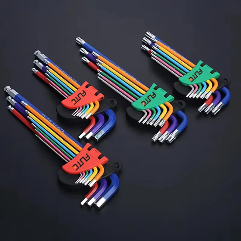 FUTE 알렌 키 세트 알렌 나사 용 L 렌치 키트 9PCS 긴 팔 육각 키 세트 1.5mm ~ 10mm 육각 스패너 핸드 툴 자전거 수리