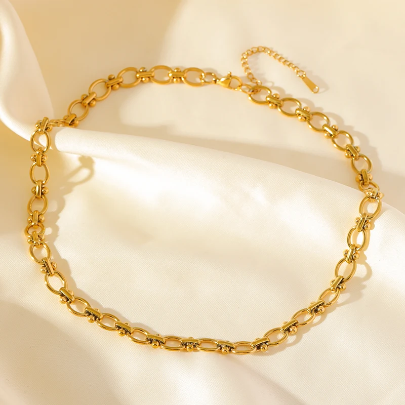 여성을위한 EILIECK 316L 스테인레스 스틸 금속 체인 목걸이 패션 18K 골드 도금 목 체인 방수 보석 레이디 선물