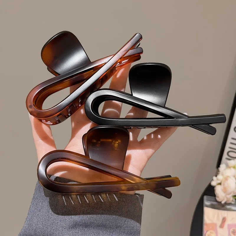 간단한 대형 크랩 헤어 클로 클립 여자 여자 매트 거북이 활 포니 테일 헤어 클램프 바레트 헤어핀 헤어 액세서리