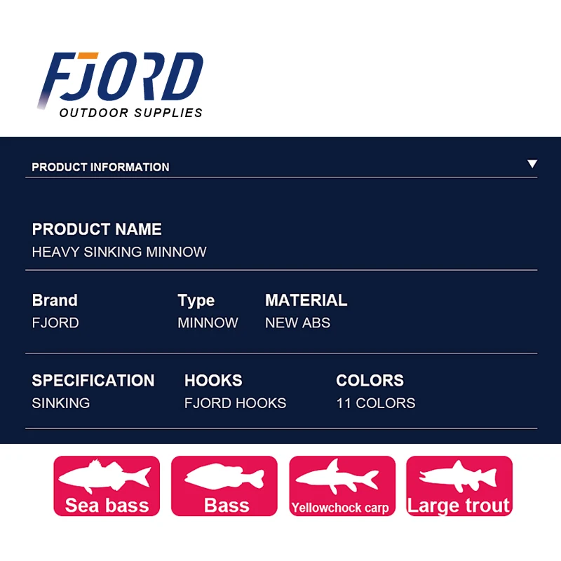 FJORD 헤비 싱킹 미노우 낚시 미끼, 긴 캐스팅 바다 인공 미끼 저크베이트, 110S, 37g, 90S, 29g, 70S, 17g
