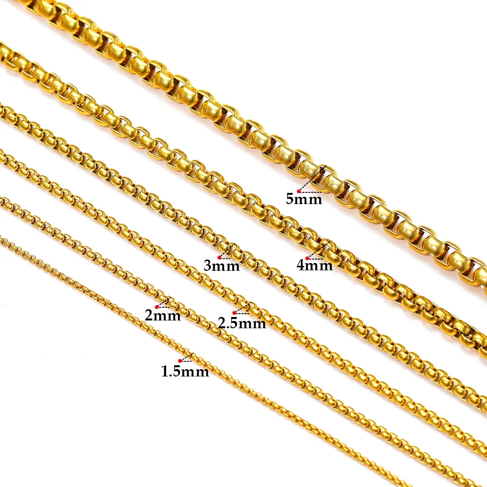 2 미터 스테인레스 스틸 골드 롤로 박스 체인 DIY 쥬얼리 만들기 목걸이 결과 팔찌 용품 대량 수제 공예
