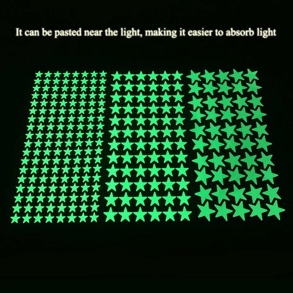 빛나는 별 벽 스티커, 어린이 방 장식, 자체 접착 데칼, 침실 배경, 홈 장식, 어둠 속에서 빛나는 벽지