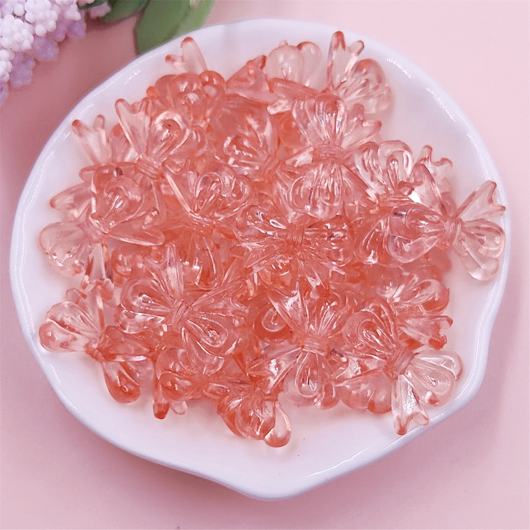 15*19mm 20PCS 여러 가지 빛깔의 투명 활 아크릴 구슬 DIY 수제 보석 귀걸이 키 체인 소재 액세서리